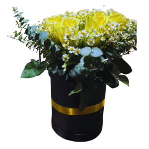 China roses with Chamomile in a box