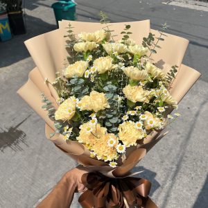 Carnation with eucalyptus
